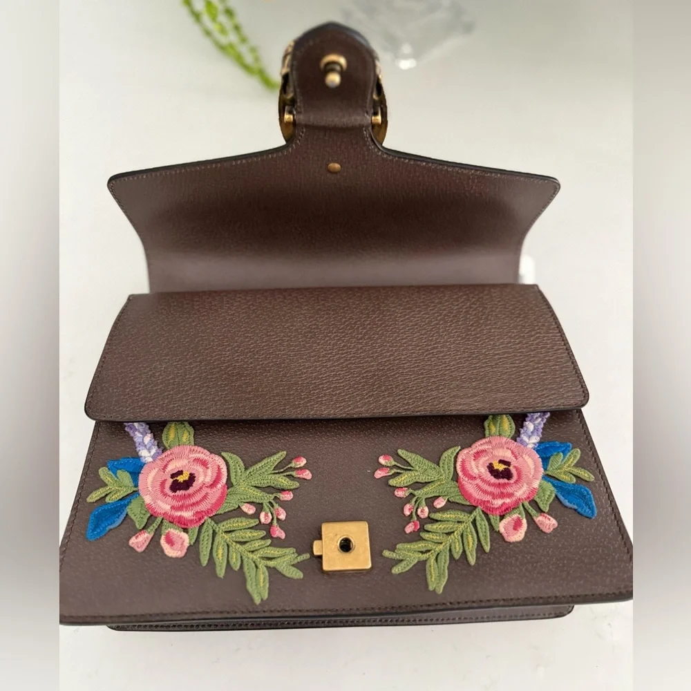 GUCCI Calfskin Web Owl Embroidered Medium Dionysus Shoulder Bag New Acero ~ NWT - Picture 6 of 16